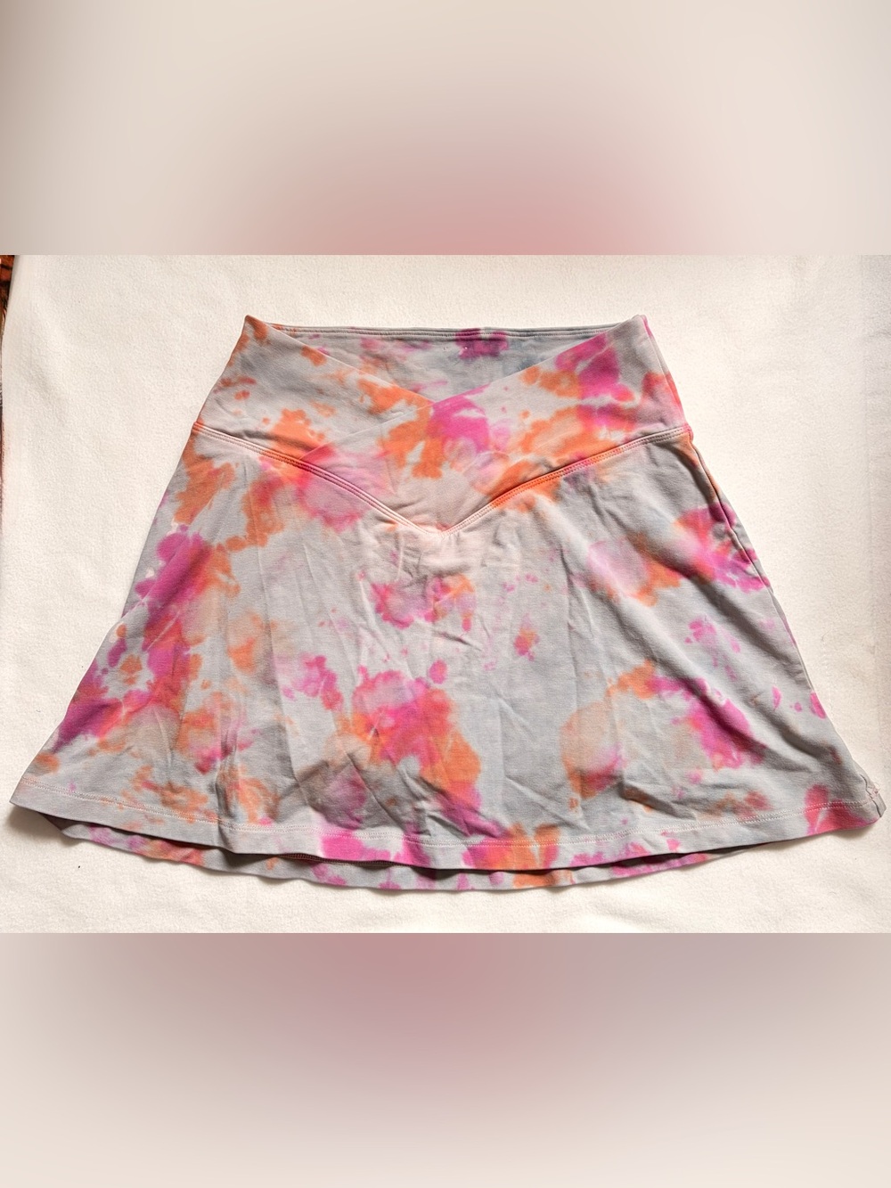 PINK Victoria's Secret High Waist V-Crossover Skort Peach/Pink Tie Dye
